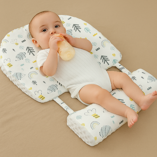 Coussin Bébé Ergonomique Anti-Reflux en Polyester Doux pour Sommeil Serein 0