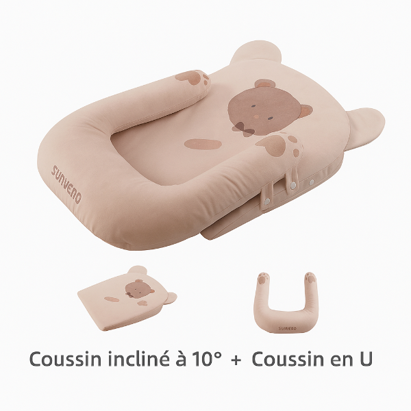 Coussin Bébé Inclinable Anti-Reflux Réglable - Ergonomique et Portable pour Sommeil Confortable 4