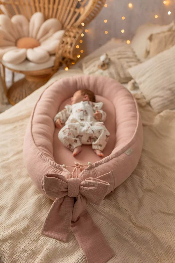 LinenLook - Nid Bébé 100% Coton Muslin Respirant - Rose Pratique et Confortable 0