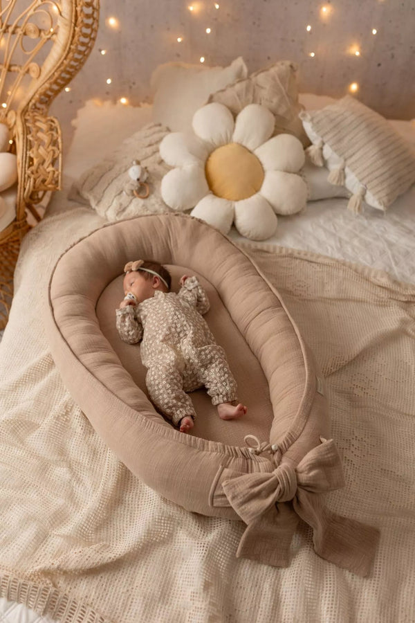 LinenLook - Nid Bébé en Coton Muslin 100% - Confort Respirant et Sécurisé Cappuccino 0