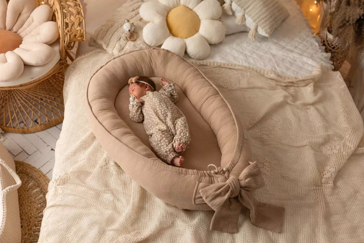 LinenLook - Nid Bébé en Coton Muslin 100% - Confort Respirant et Sécurisé Cappuccino 1