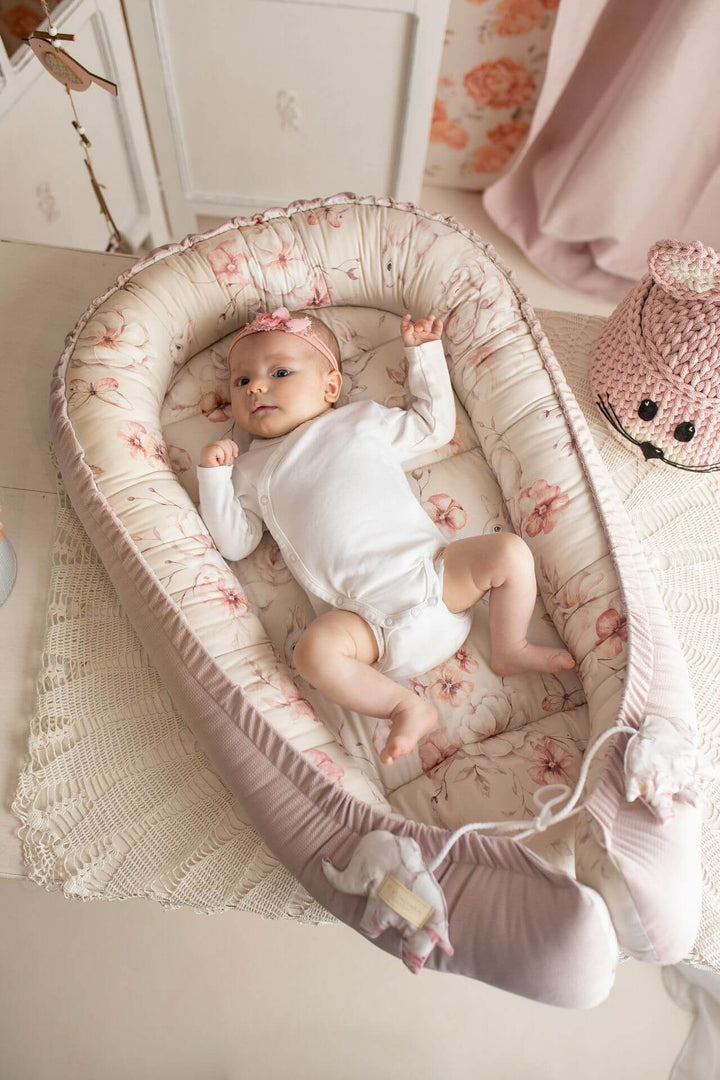 Nid Bébé Confortable en Coton - Nid Pastel Velours Rose Poudré 86x52 cm 1