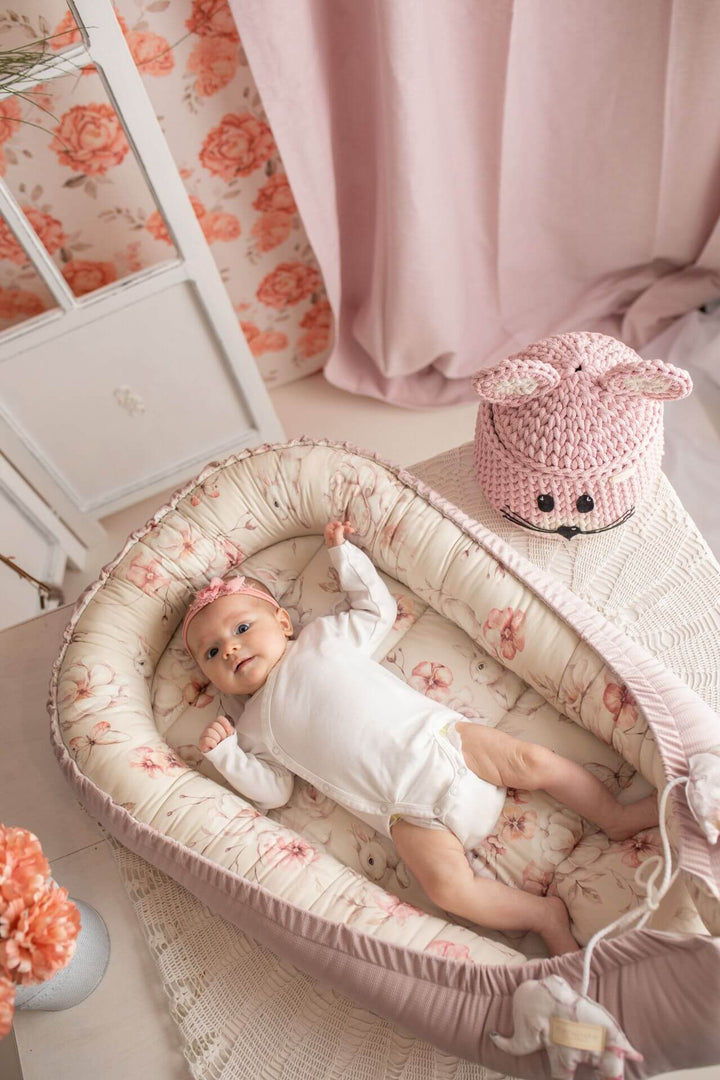 Nid Bébé Confortable en Coton - Nid Pastel Velours Rose Poudré 86x52 cm 3
