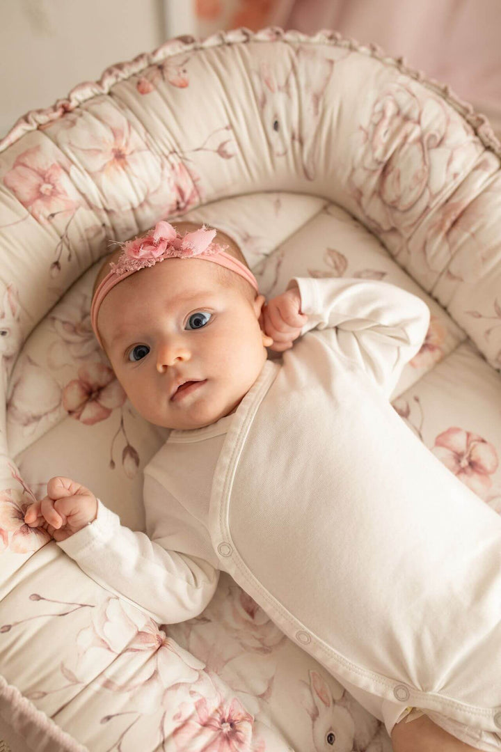 Nid Bébé Confortable en Coton - Nid Pastel Velours Rose Poudré 86x52 cm 4