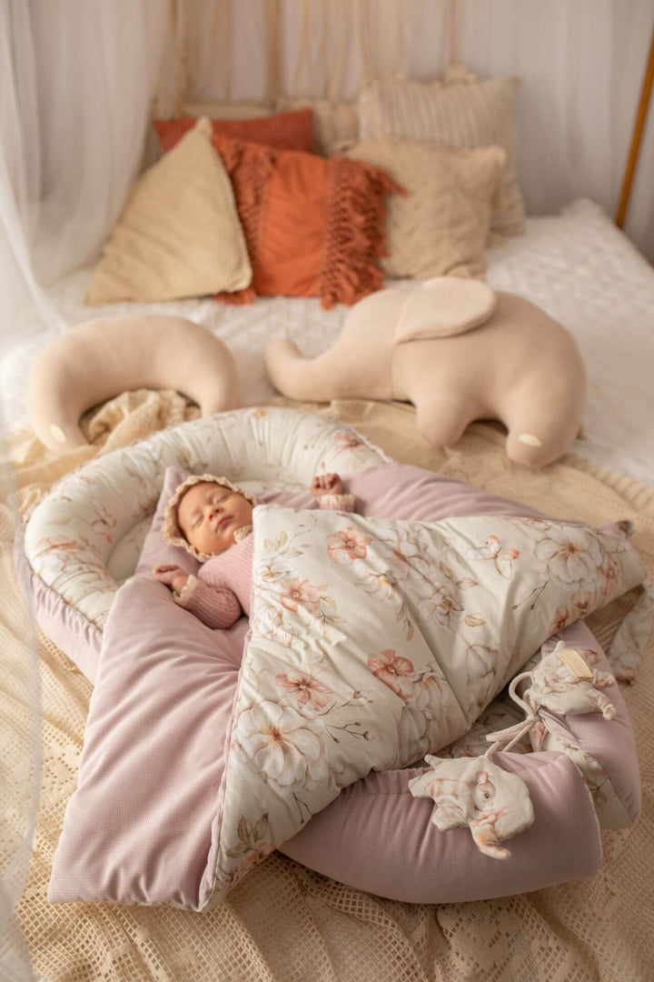 Nid Bébé Confortable en Coton - Nid Pastel Velours Rose Poudré 86x52 cm 5