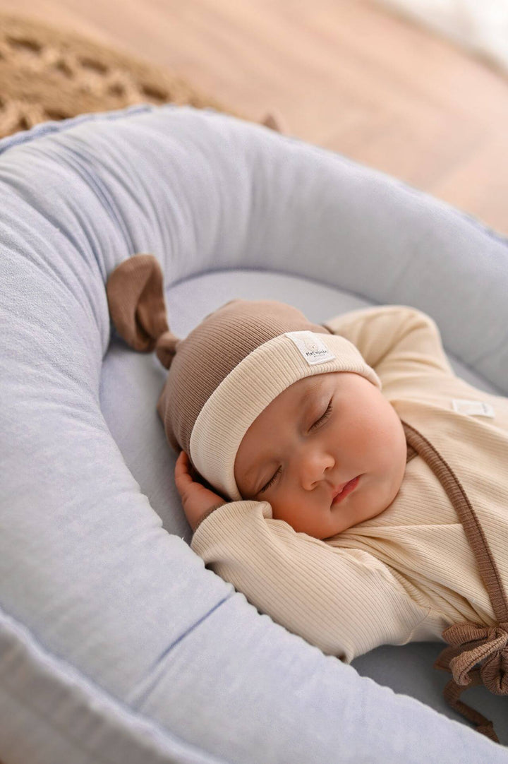 Nid Bébé Doux en Lin - Bleu Bébé avec Matelas Amovible et Drap Hypoallergénique 1