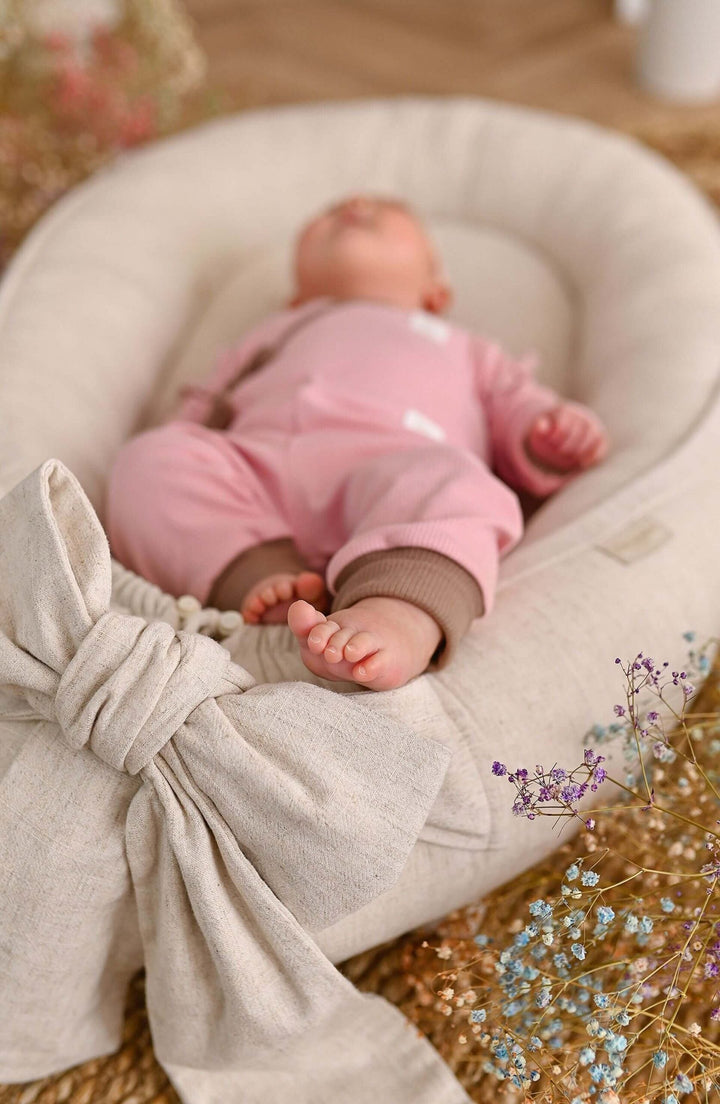 Nid Bébé Doux en Lin Respirant avec Matelas Amovible - Confort Naturel et Sécurisant 1