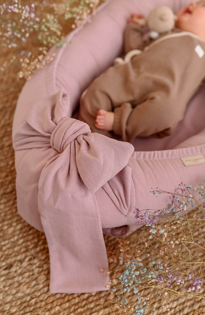 Nid Bébé Doux en Lin Respirant avec Matelas Amovible - Rose Ancien 1