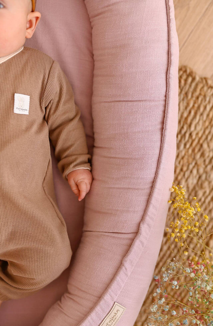 Nid Bébé Doux en Lin Respirant avec Matelas Amovible - Rose Ancien 2