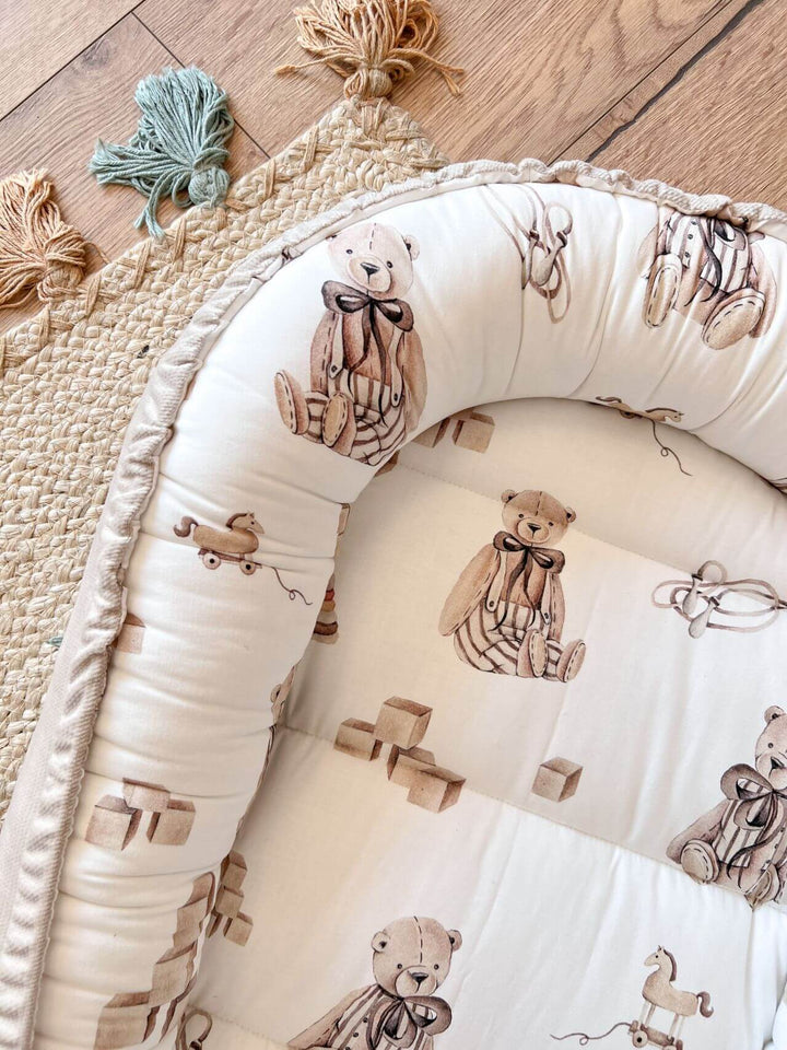 Nid Bébé Fait Main - Niche Rétro en Velours Doux 100% Coton, Confort Sécurisant 2