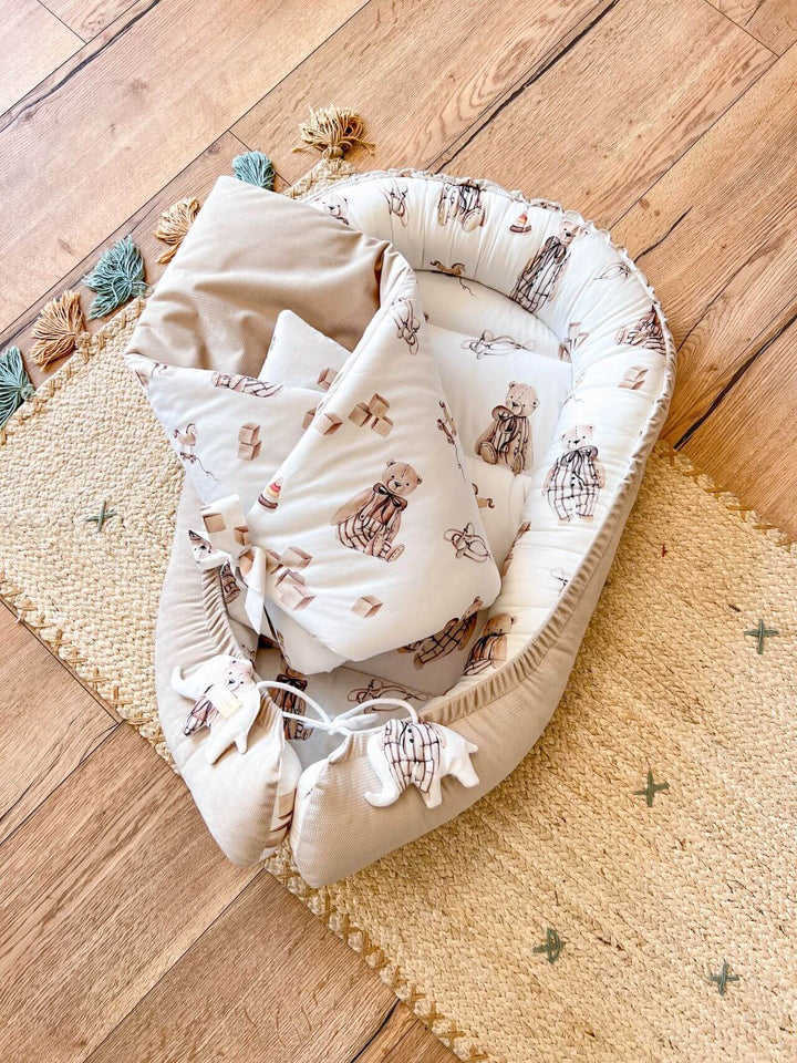Nid Bébé Fait Main - Niche Rétro en Velours Doux 100% Coton, Confort Sécurisant 3