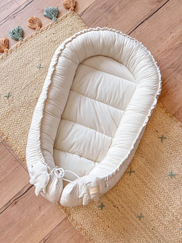 Nid Bébé Fait Main - Velours Crème 100% Coton Confortable et Sécurisant 0