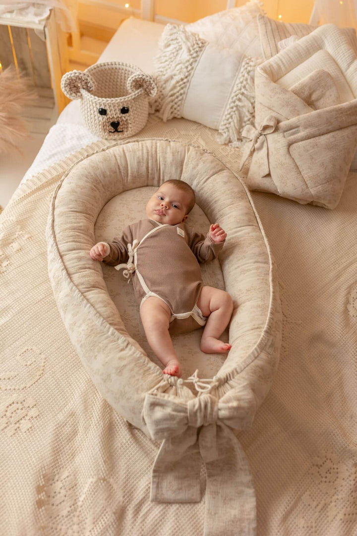 Nid Bébé Fait Main en Coton et Lin - Confort Respirant et Portable, Certifié OEKO-TEX 4
