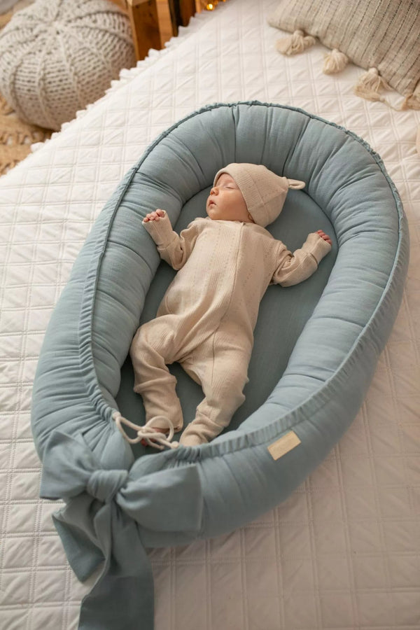 Nid Bébé en Lin Doux Fait Main - Émeraude, Confortable et Pratique pour Nouveau-né 0