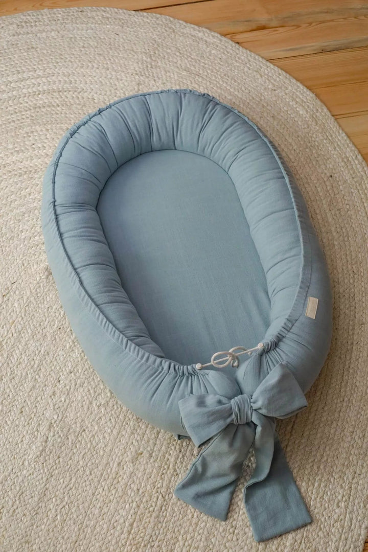 Nid Bébé en Lin Doux Fait Main - Émeraude, Confortable et Pratique pour Nouveau-né 4