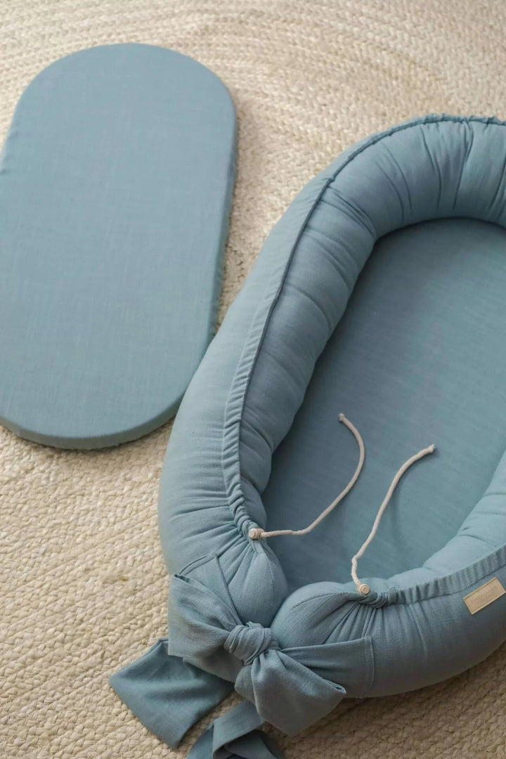 Nid Bébé en Lin Doux Fait Main - Émeraude, Confortable et Pratique pour Nouveau-né 5