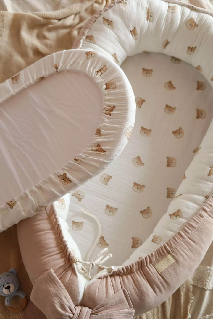 Nid Bébé en Muslin Doux 100% Coton - Design Ourson Beige, Confort Optimal 90x60 cm 3