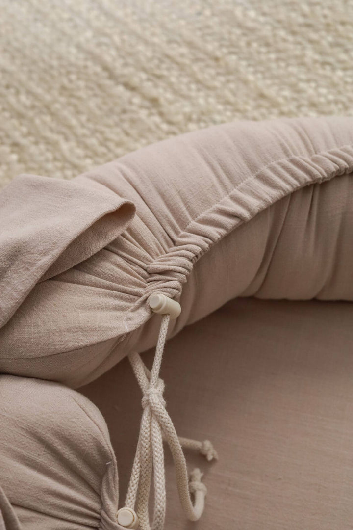 Nid Pour Bébé Fait Main En Lin Doux - Confort Beige Avec Matelas Amovible 2