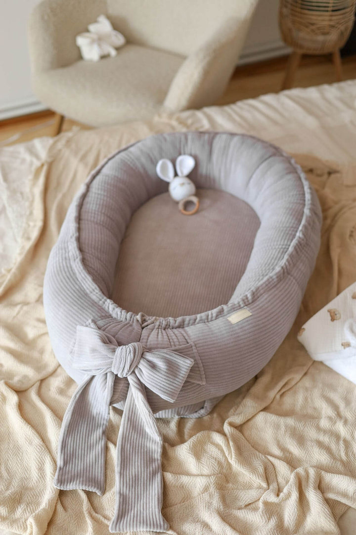 Nid Pour Bébé Fait Main En Velours Côtelé - Confort Sécurisé 90x58 cm 2