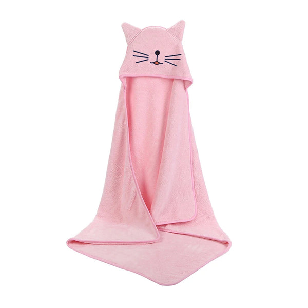 Poncho de Bain Bébé Ultra Doux avec Capuche Brodée - Séchage Rapide, 90x90 cm 0