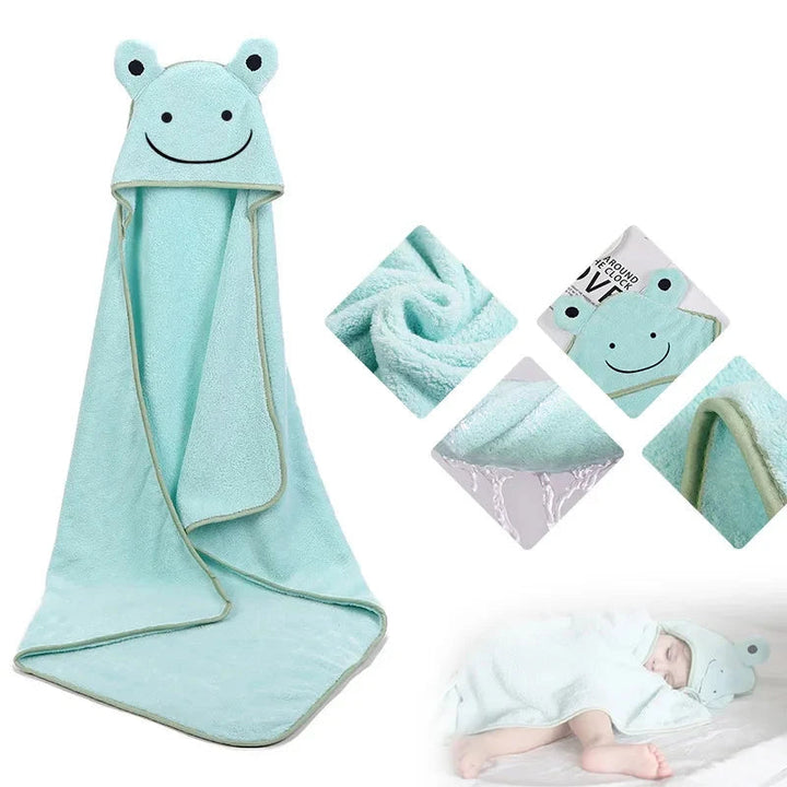 Poncho de Bain Bébé Ultra Doux avec Capuche Brodée - Séchage Rapide, 90x90 cm 1