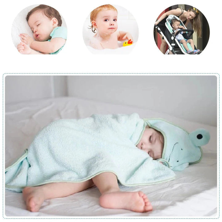 Poncho de Bain Bébé Ultra Doux avec Capuche Brodée - Séchage Rapide, 90x90 cm 2