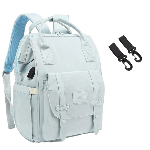 Diaper Bag with Hooks for Stroller, Waterproof Backpack - Blue